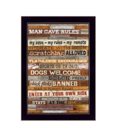 TRENDY DECOR 4U MAN CAVE RULES BY MARLA RAE, PRINTED WALL ART, READY TO HANG, BLACK FRAME, 10" X 14" 