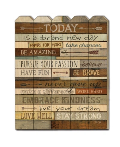Trendy Decor 4u Today Is A Brand New Day By Marla Rae, Printed Wall Art On A Wood Picket Fence, 16" X 20" In Multi