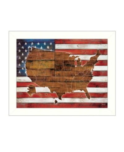 Shop Trendy Decor 4u American Flag Usa Map By Marla Rae, Printed Wall Art, Ready To Hang, White Frame, 26 In Multi