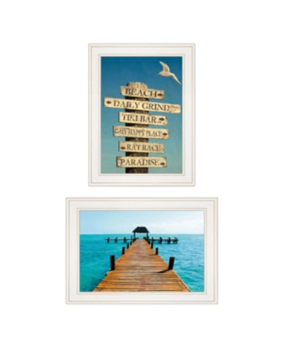 Shop Trendy Decor 4u Beach Nautical 2-piece Vignette By Graffitee Studios, White Frame, 21" X 19" In Multi