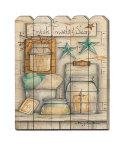 Shop Trendy Decor 4u Fresh Towels Soap By Mary Ann June, Printed Wall Art On A Wood Picket Fence, 16" X 20" In Multi
