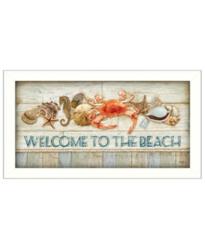 Shop Trendy Decor 4u Welcome To The Beach By Mollie B., Printed Wall Art, Ready To Hang, White Frame, 11" X 20" In Multi