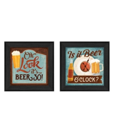 Shop Trendy Decor 4u Beer O'clock Collection By Mollie B., Printed Wall Art, Ready To Hang, Black Frame, 28" X 14" In Multi