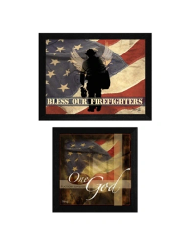 Shop Trendy Decor 4u Firefighters One Nation Collection By Marla Rae, Printed Wall Art, Ready To Hang, Black Frame, 36" X In Multi