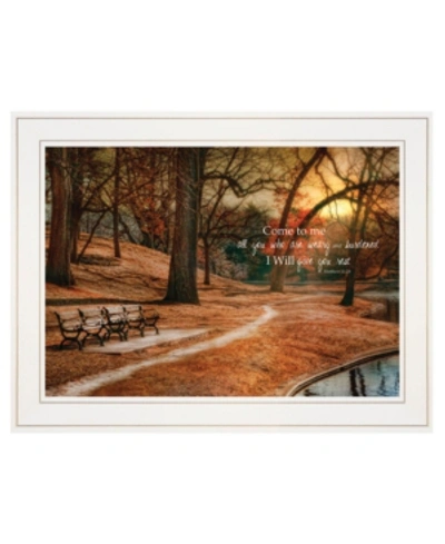 Shop Trendy Decor 4u I Will Give You Rest By Robin-lee Vieira, Ready To Hang Framed Print, White Frame, 18" X 14" In Multi