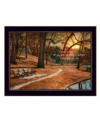 Shop Trendy Decor 4u I Will Give You Rest By By Robin-lee Vieira, Ready To Hang Framed Print, Black Frame, 18" X 14" In Multi