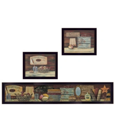 Shop Trendy Decor 4u Country Bath Ii 3-piece Vignette By Pam Britten, Black Frame, 38" X 13" In Multi