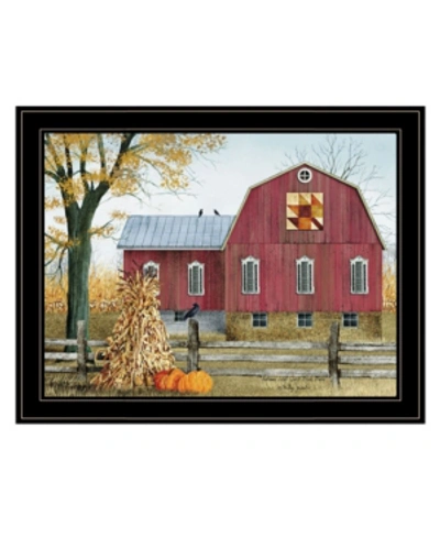 Shop Trendy Decor 4u Autumn Leaf Quilt Block Barn By Billy Jacobs, Ready To Hang Framed Print, Black Frame, 27" X 21" In Multi