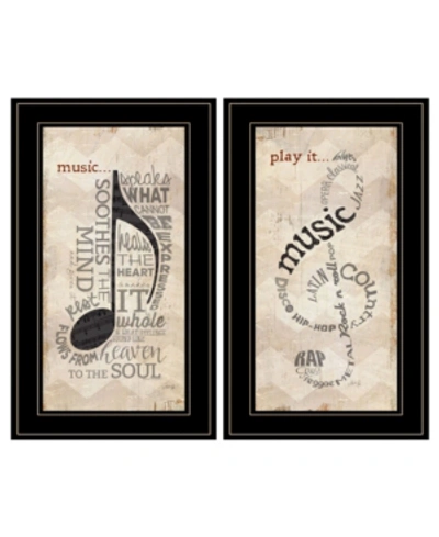 Trendy Decor 4u Music Collection 2-piece Vignette By Marla Rae, Black Frame, 11" X 21" In Multi