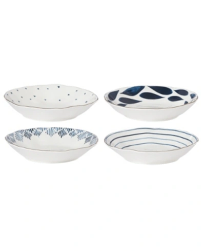 Lenox Blue Bay Porcelain Pasta Bowls Set, Assorted Set Of 4 In White And Blue