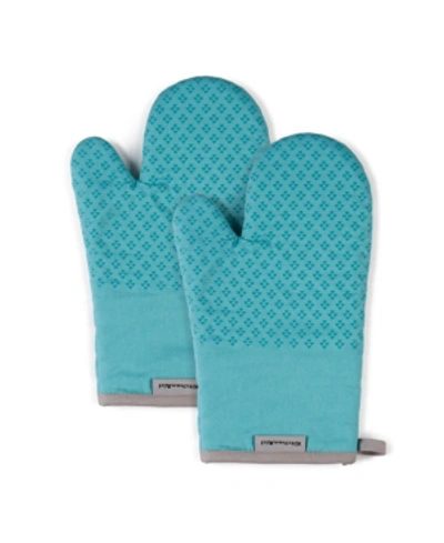Kitchenaid Asteroid Oven Mitts, 7"x 12.5", Set Of 2 In Aqua