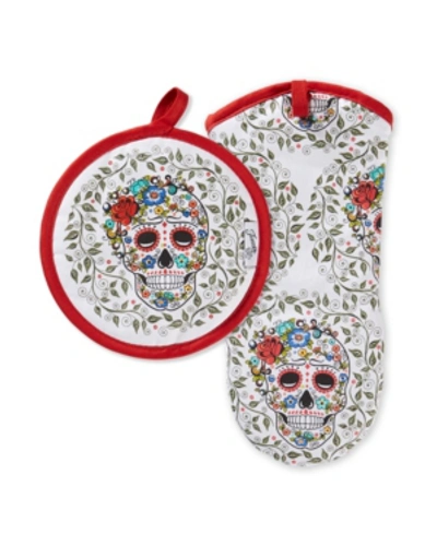 Shop Fiesta Skull & Vine Oven Mitt & Pot Holder, Set Of 2 In Multi-color