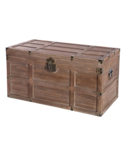 Shop Vintiquewise Wooden Rectangular Lined Rustic Storage Trunk With Latch, Large In Brown