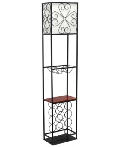 Shop All The Rages Elegant Designs Etagere Organizer Wood Accented Storage Shelf And Wine Rack With Linen Shade Floor L In Black