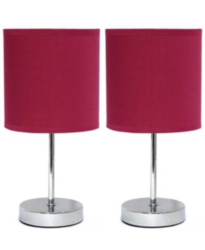 Shop All The Rages Simple Designs Chrome Mini Basic Table Lamp With Fabric Shade 2 Pack Set In Cranberry