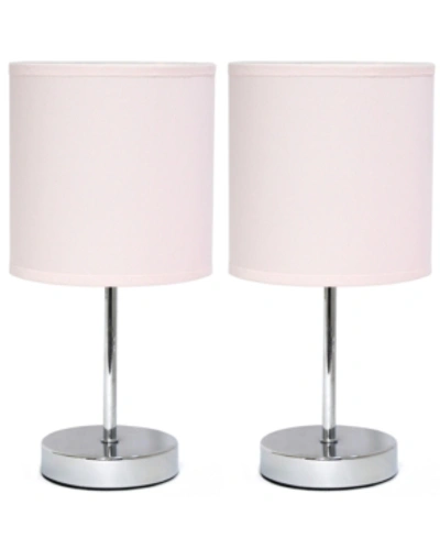 Shop All The Rages Simple Designs Chrome Mini Basic Table Lamp With Fabric Shade 2 Pack Set In Blush