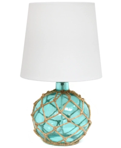 Shop All The Rages Elegant Designs Buoy Rope Nautical Netted Coastal Ocean Sea Glass Table Lamp Shade In Aqua