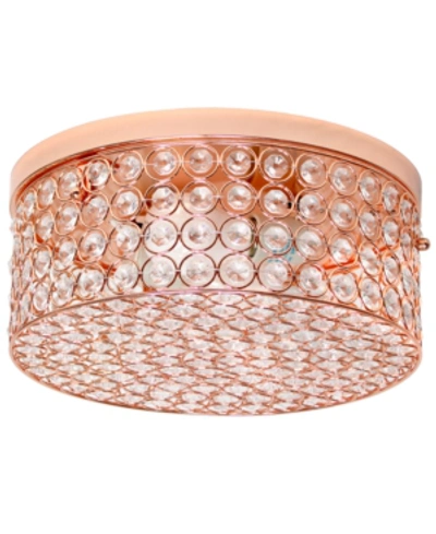 Shop All The Rages Elegant Designs Elipse Crystal 2 Light Round Ceiling Flush Mount In Copper