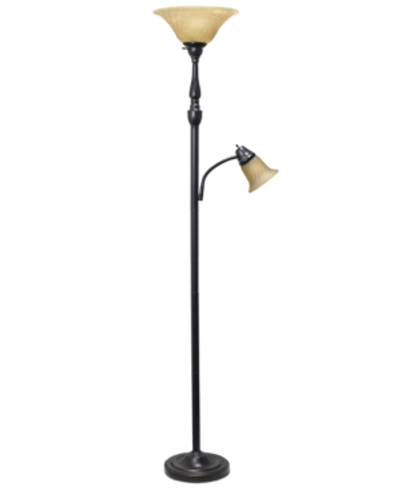 Shop All The Rages Elegant Designs 2 Light Mother Daughter Floor Lamp With Amber Marble Glass Shades In Bronze