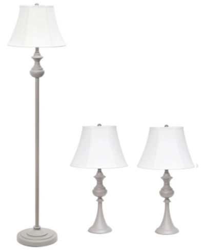 Shop All The Rages Elegant Designs Traditionally Crafted 3 Pack Lamp Set 2 Table Lamps, 1 Floor Lamp Shades In Gray