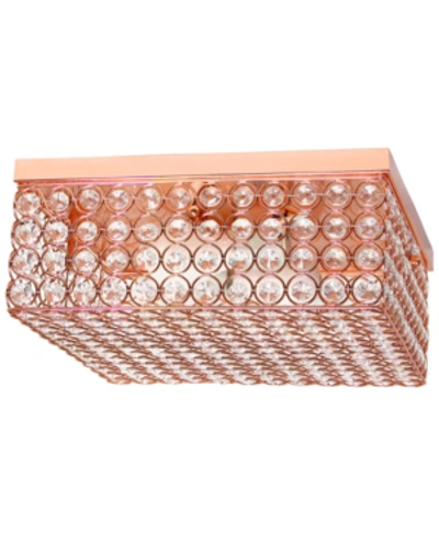 Shop All The Rages Elegant Designs Elipse Crystal 2 Light Square Ceiling Flush Mount In Copper