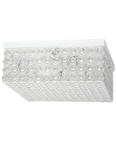 Shop All The Rages Elegant Designs Elipse Crystal 2 Light Square Ceiling Flush Mount In White