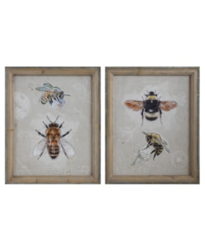 Shop 3r Studio Wood Framed Canvas Wall Art Portrait With Bee Images, Multicolor, Set Of 2 In Brown