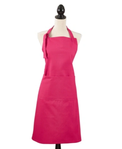 Saro Lifestyle Classic Cuisine Denim Pocket Apron In Fuchsia