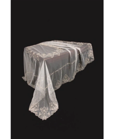 Shop Manor Luxe Exquisite Heart Lace Embroidered Tablecloth With Beaded Accents In Clear