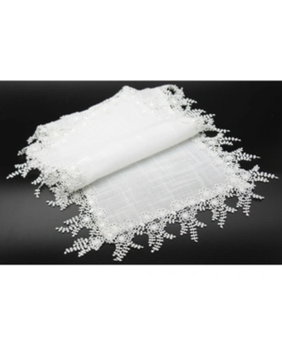 Shop Manor Luxe Floral Garden Lace Trim Table Runner In White