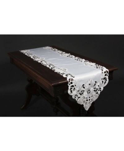 Shop Manor Luxe Delicate Lace Embroidered Cutwork Table Runner In White