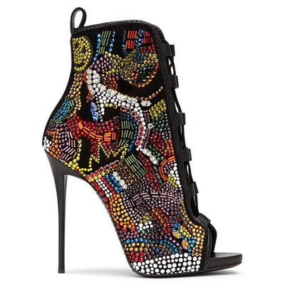 Shop Giuseppe Zanotti - Multicolor Leather Boot Wih Crystals Pop