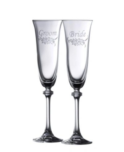 Shop Belleek Pottery Floral Bride And Groom Liberty Flute Set In Clear