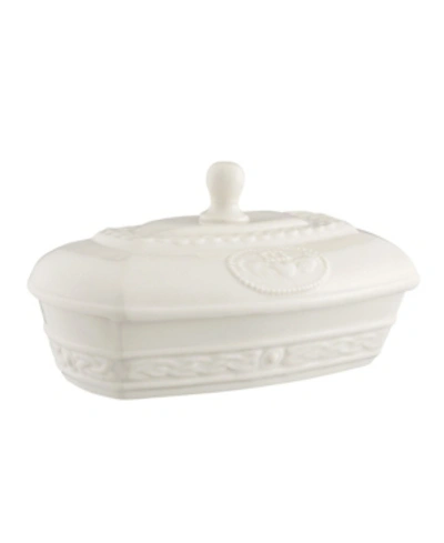 Shop Belleek Claddagh Butter Dish In Ivory