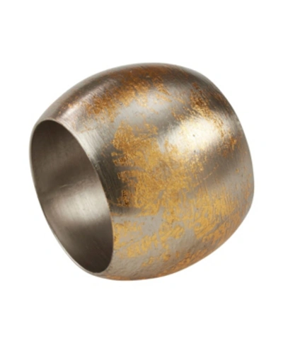 Shop Saro Lifestyle Texture Design Napkin Ring, Set Of 4 In Gold