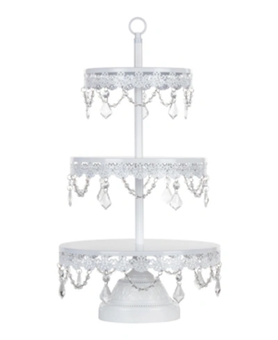 Shop Amalfi Sophia 3-tier Crystal-draped Cupcake Stand In White
