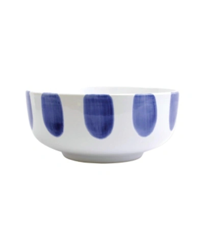 Shop Vietri Santorini Dot Large Footed Serving Bowl In Blue/white
