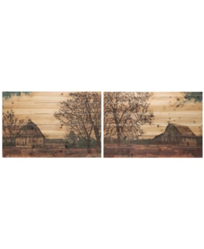 Shop Empire Art Direct Erstwhile Barn 3 And 4 Arte De Legno Digital Print On Solid Wood Wall Art, 24" X 36" X 1.5" In Brown