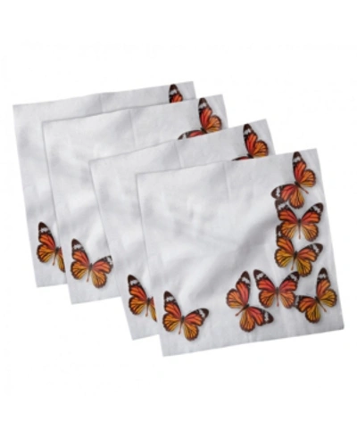 Shop Ambesonne Butterflies Set Of 4 Napkins, 12" X 12" In White