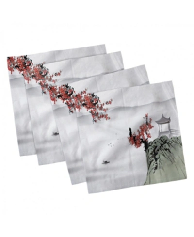 Shop Ambesonne Asian Set Of 4 Napkins, 12" X 12" In White