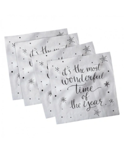 Shop Ambesonne Christmas Theme Set Of 4 Napkins, 12" X 12" In White