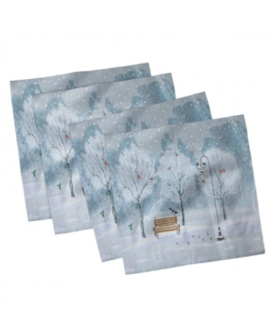 Shop Ambesonne Christmas Set Of 4 Napkins, 12" X 12" In Blue