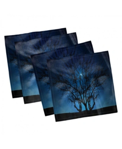 Shop Ambesonne Night Tree Set Of 4 Napkins, 12" X 12" In Navy