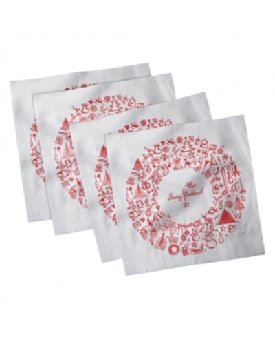 Shop Ambesonne Christmas Set Of 4 Napkins, 12" X 12" In White