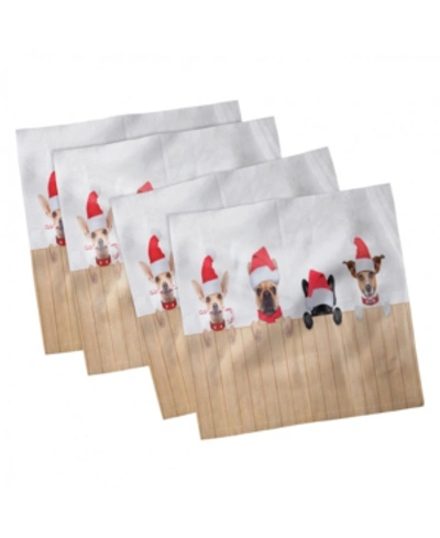 Ambesonne Christmas Set Of 4 Napkins, 12" X 12" In Tan