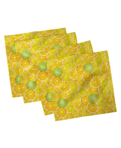 Shop Ambesonne Citrus Slices Set Of 4 Napkins, 12" X 12" In Yellow