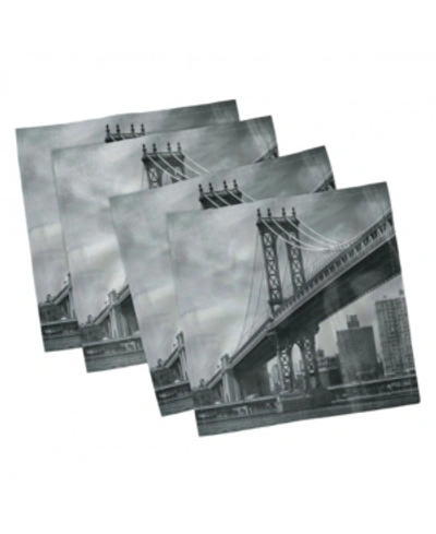 Shop Ambesonne New York Set Of 4 Napkins, 12" X 12" In Gray
