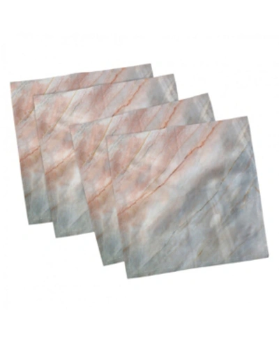 Shop Ambesonne Marble Set Of 4 Napkins, 12" X 12" In Peach