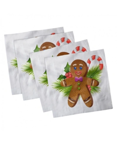 Shop Ambesonne Gingerbread Man Set Of 4 Napkins, 12" X 12" In Brown