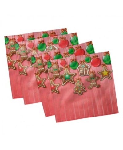 AMBESONNE GINGERBREAD MAN SET OF 4 NAPKINS, 12" X 12" 